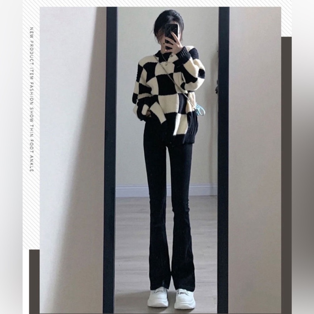 Korean Style Black Flare Jeans size S